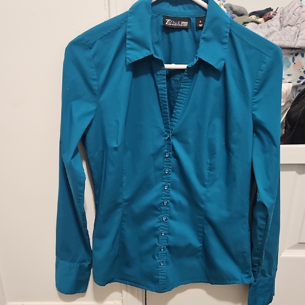 New York & Company Teal Button Down Shirt